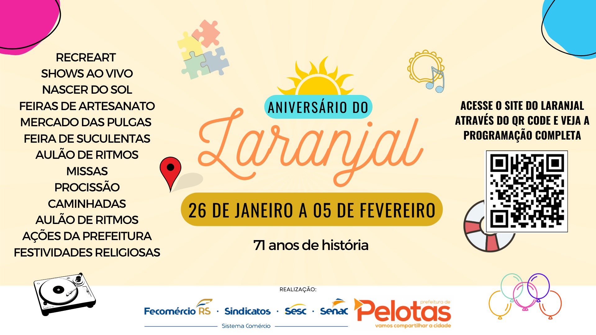 imagem: Programação da semana de Aniversário do Laranjal
