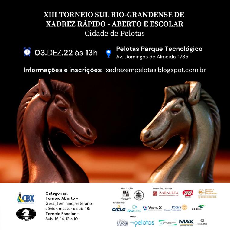 imagem: 13º TORNEIO SUL RIO-GRANDENSE DE XADREZ – 2022 - ABERTO e ESCOLAR