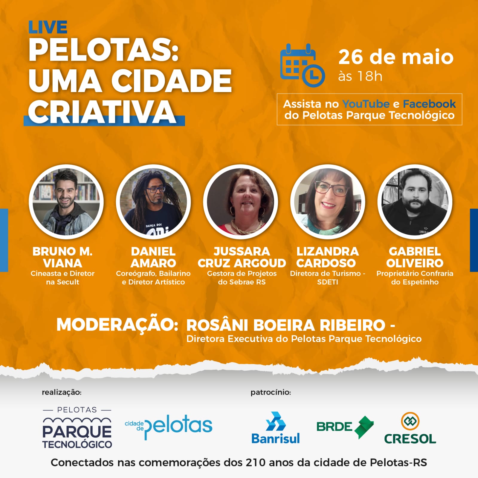 imagem: Live "Pelotas: Uma Cidade Criativa" acontece no dia 26 de maio