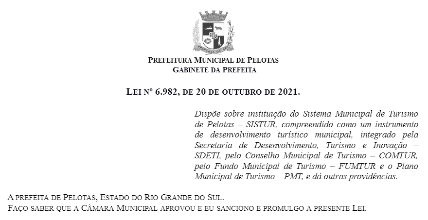 imagem: Prefeitura de Pelotas sanciona Lei do Sistema Municipal de Turismo